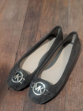 Michael Kors Olive Green Suede MK Logo Ballet Flats